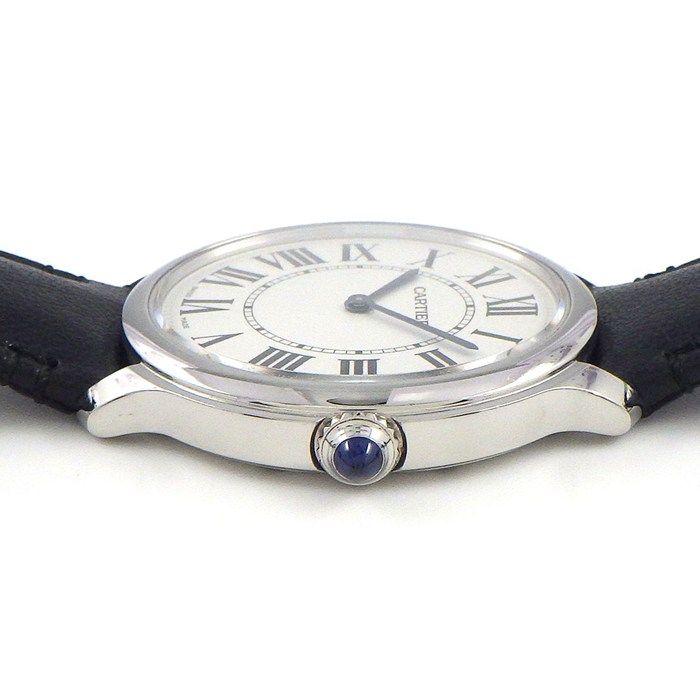 Cartier Watch Rondomast Wsrn0031 White Dial Roman Numerals SS Black Leather
