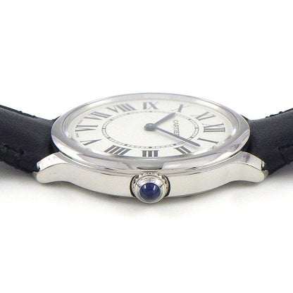 Cartier Watch Rondomast Wsrn0031 White Dial Roman Numerals SS Black Leather