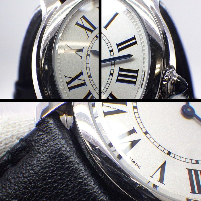 Cartier Watch Rondomast Wsrn0031 White Dial Roman Numerals SS Black Leather