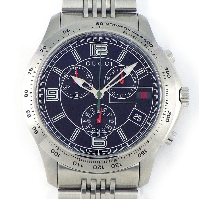 Gucci Watch G-Timeless 126.2 Ya126205 Black Dial Date Chronograph Small Second