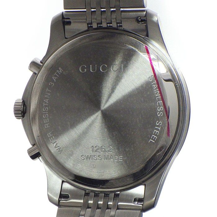 Gucci Watch G-Timeless 126.2 Ya126205 Black Dial Date Chronograph Small Second