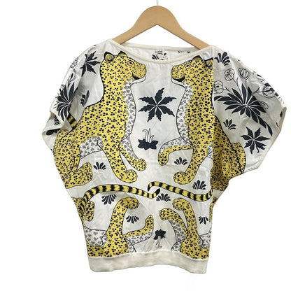 Hermes Short Sleeved Cut and Sewn Size 34 S Women - 56-7761 White Yellow and