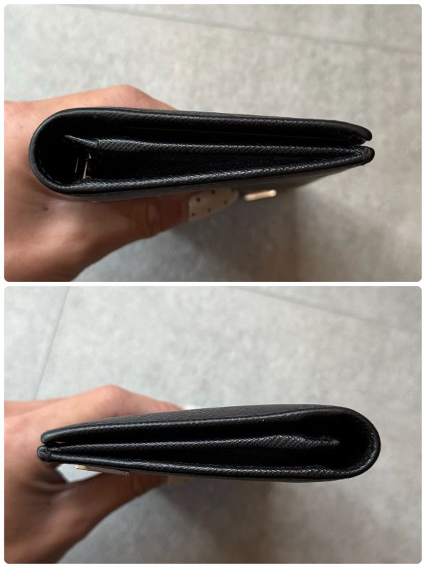 Prada Triangle Logo Long Wallet Saffiano Leather Black Triangle Logo Plate