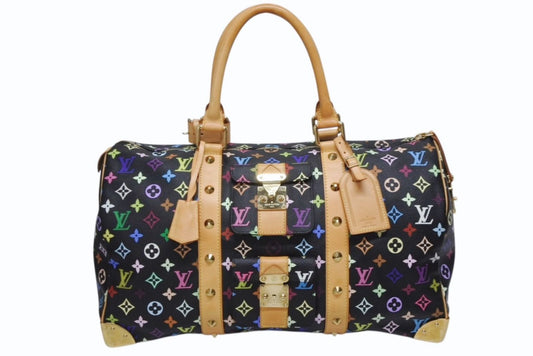 Louis Vuitton Keepall 45 Boston Bag Black Takashi Murakami Multicolor
