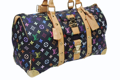 Louis Vuitton Keepall 45 Boston Bag Black Takashi Murakami Multicolor — view 4
