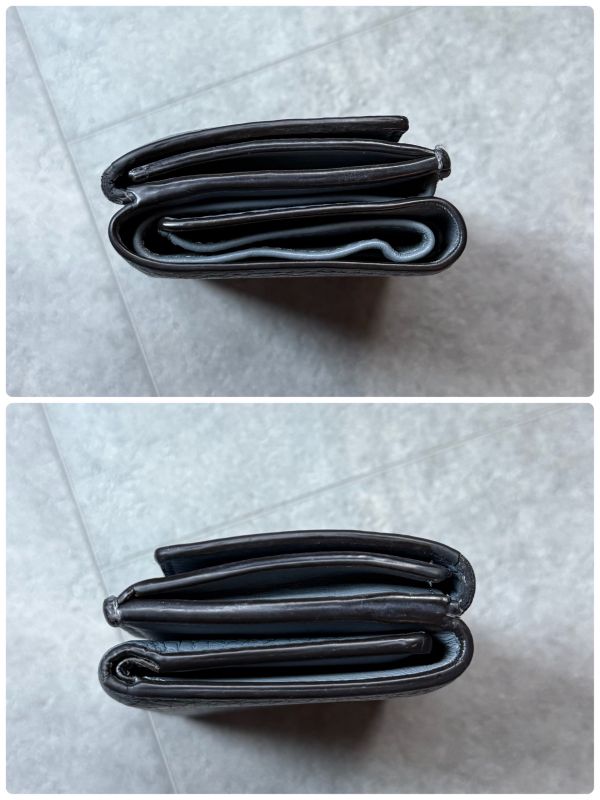 Fendi Selleria Peekaboo Micro Trifold Wallet Compact Wallet Leather Blue