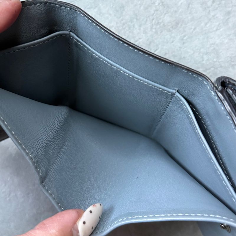 Fendi Selleria Peekaboo Micro Trifold Wallet Compact Wallet Leather Blue