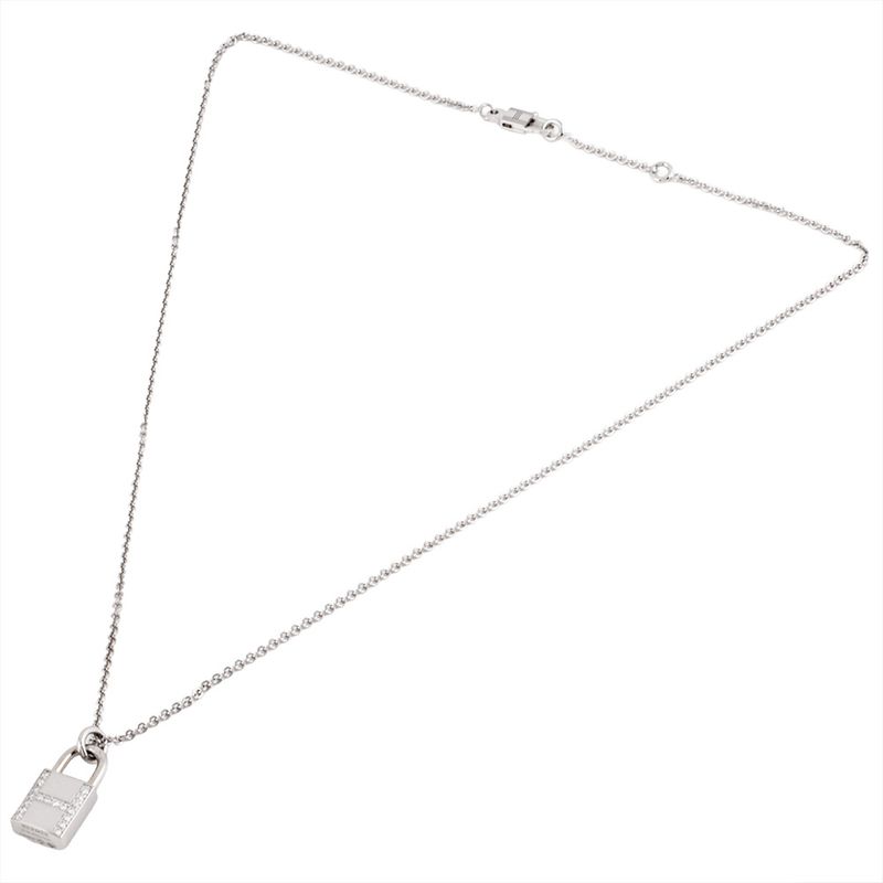 Hermes Amulet Cadenas Necklace 18k White Gold 9.4g Diamond Ladies