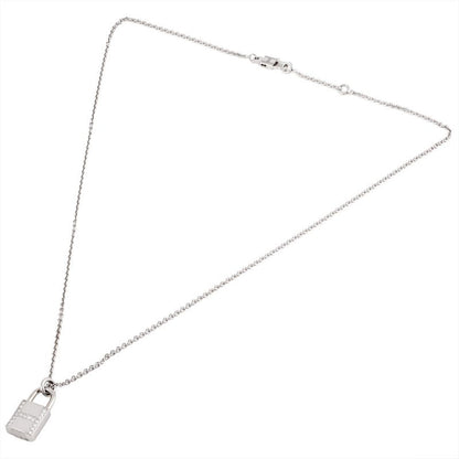 Hermes Amulet Cadenas Necklace 18k White Gold 9.4g Diamond Ladies