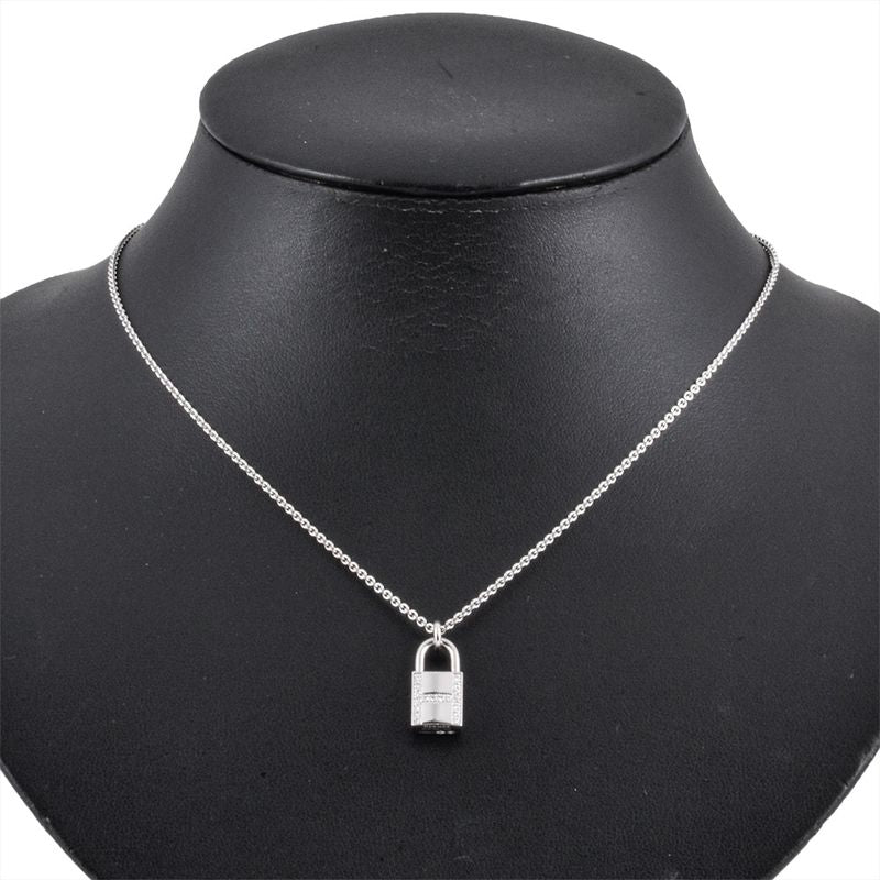 Hermes Amulet Cadenas Necklace 18k White Gold 9.4g Diamond Ladies