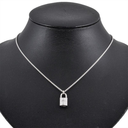 Hermes Amulet Cadenas Necklace 18k White Gold 9.4g Diamond Ladies