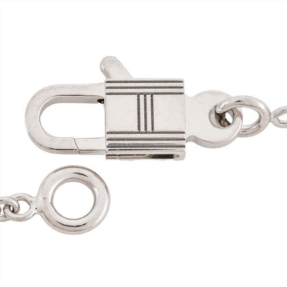 Hermes Amulet Cadenas Necklace 18k White Gold 9.4g Diamond Ladies