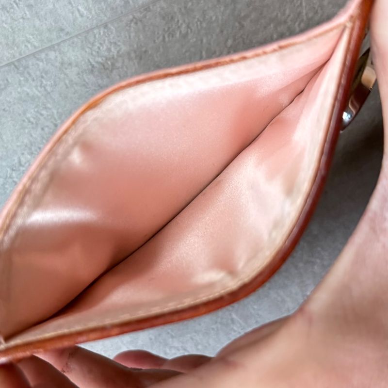 Christian Dior Card Case Pass Case Heart Charm Trotter Pvcleather Beige Brown