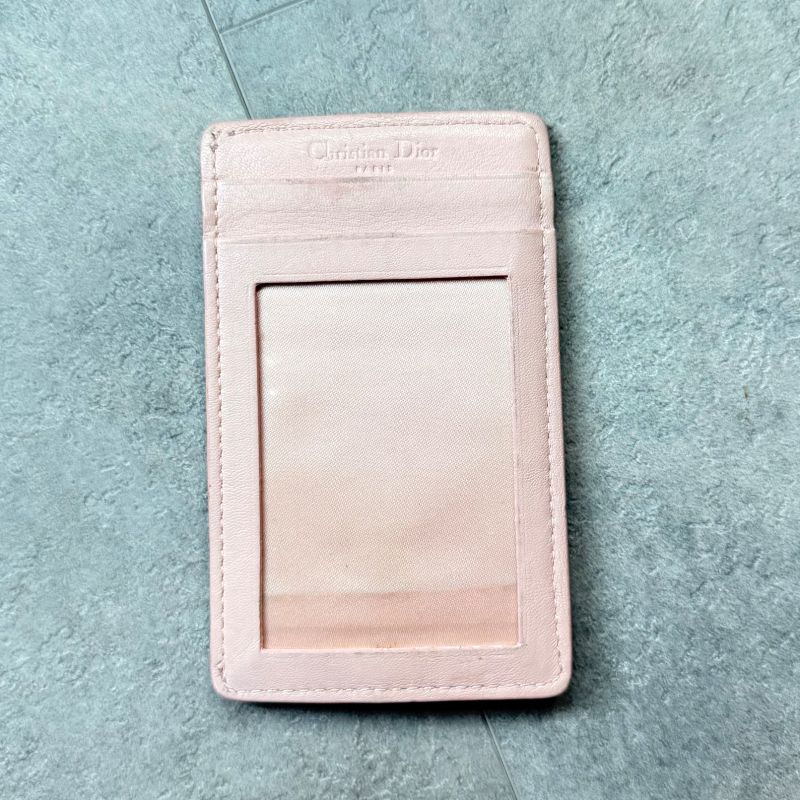 Christian Dior Card Case Pass Case Heart Charm Trotter Pvcleather Beige Brown