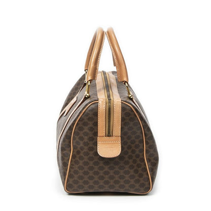 Celine Vintage Small Boston Brown Beige Macadam PVC Canvas AB