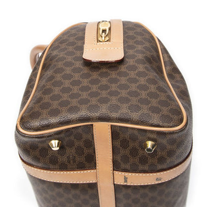 Celine Vintage Small Boston Brown Beige Macadam PVC Canvas AB