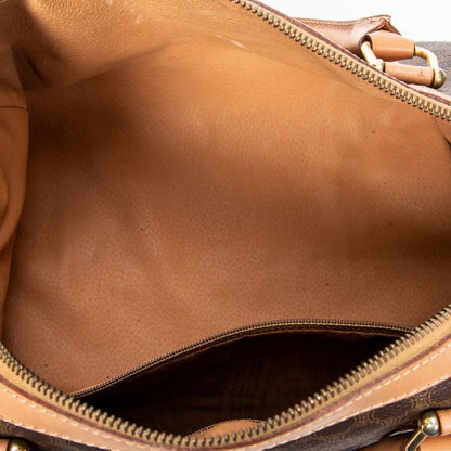 Celine Vintage Small Boston Brown Beige Macadam PVC Canvas AB