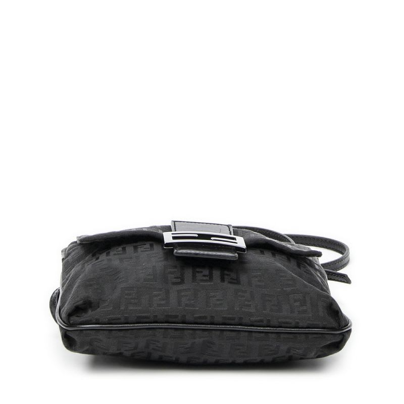 Fendi Small Flap Crossbody Black Zucchino Canvas