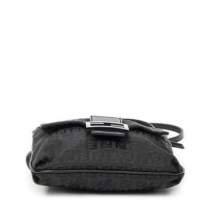 Fendi Small Flap Crossbody Black Zucchino Canvas