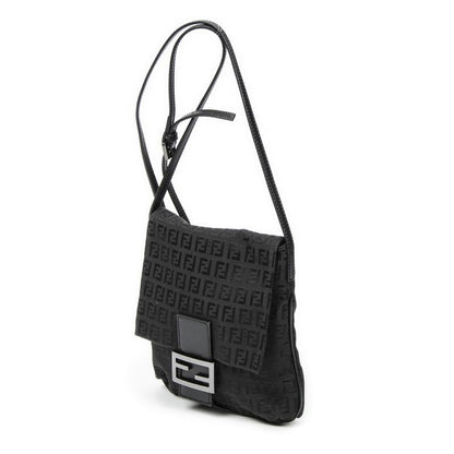 Fendi Small Flap Crossbody Black Zucchino Canvas