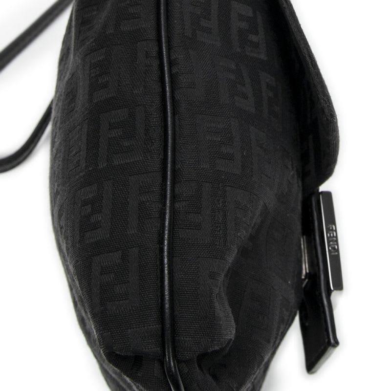 Fendi Small Flap Crossbody Black Zucchino Canvas