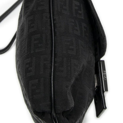 Fendi Small Flap Crossbody Black Zucchino Canvas