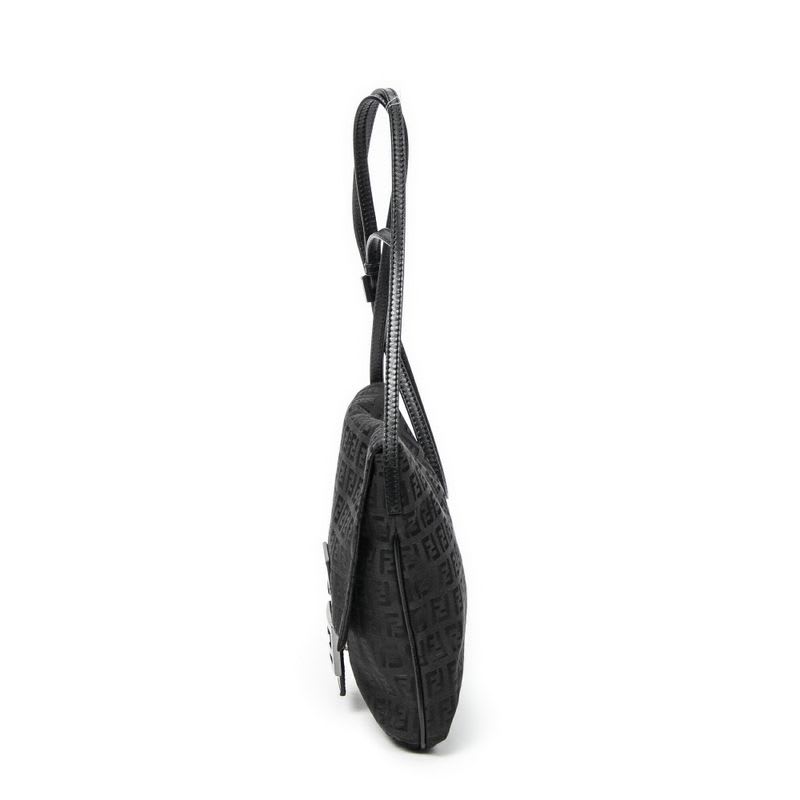 Fendi Small Flap Crossbody Black Zucchino Canvas