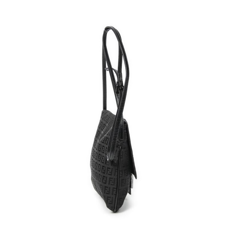 Fendi Small Flap Crossbody Black Zucchino Canvas