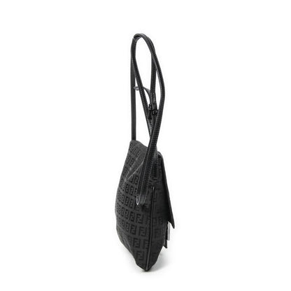 Fendi Small Flap Crossbody Black Zucchino Canvas