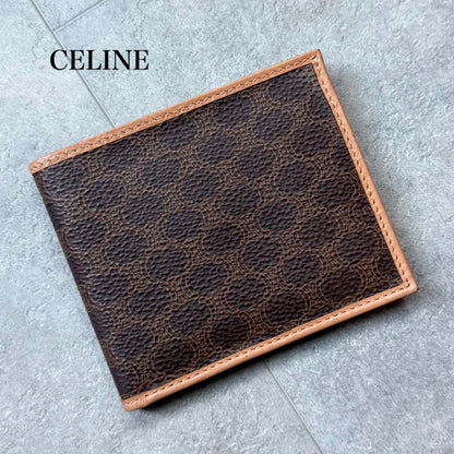 Celine Bifold Wallet in Macadam Pattern Triomphe Brown
