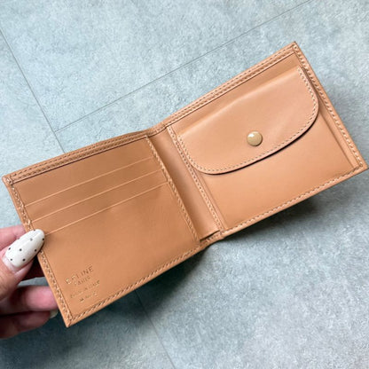 Celine Bifold Wallet in Macadam Pattern Triomphe Brown