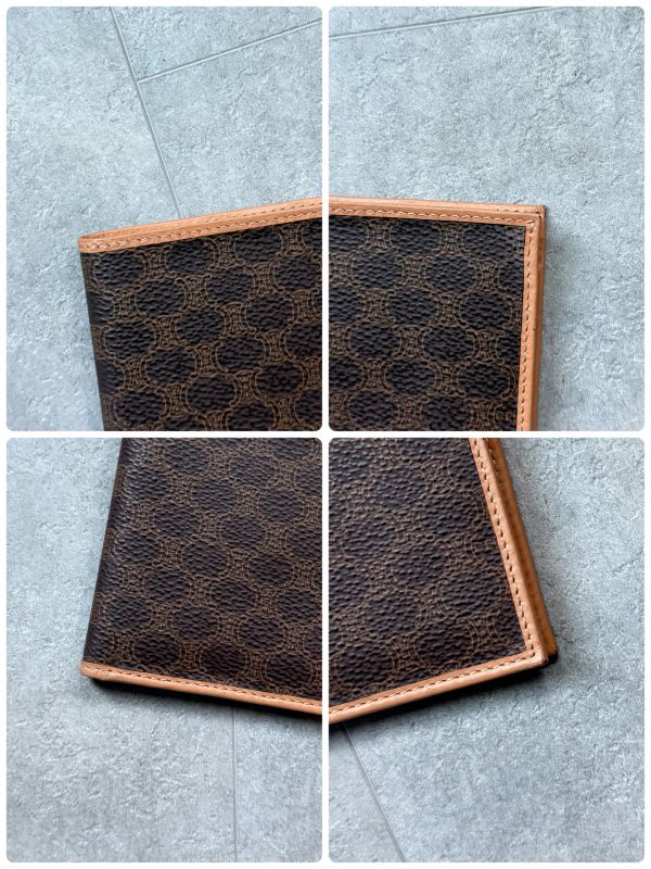 Celine Bifold Wallet in Macadam Pattern Triomphe Brown