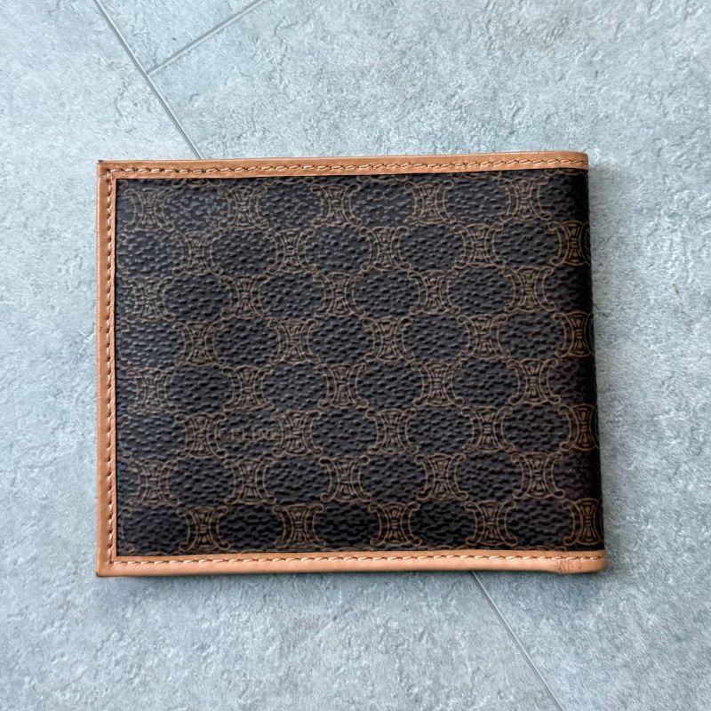 Celine Bifold Wallet in Macadam Pattern Triomphe Brown