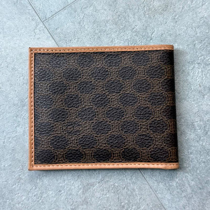 Celine Bifold Wallet in Macadam Pattern Triomphe Brown