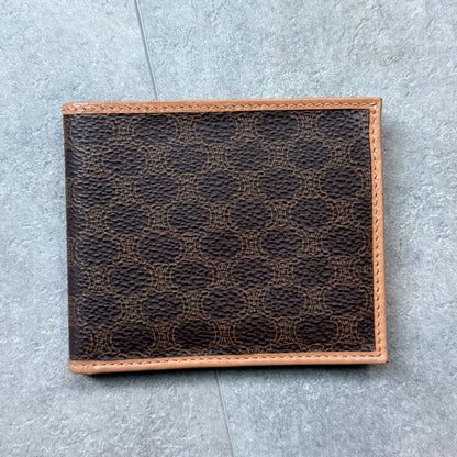 Celine Bifold Wallet in Macadam Pattern Triomphe Brown