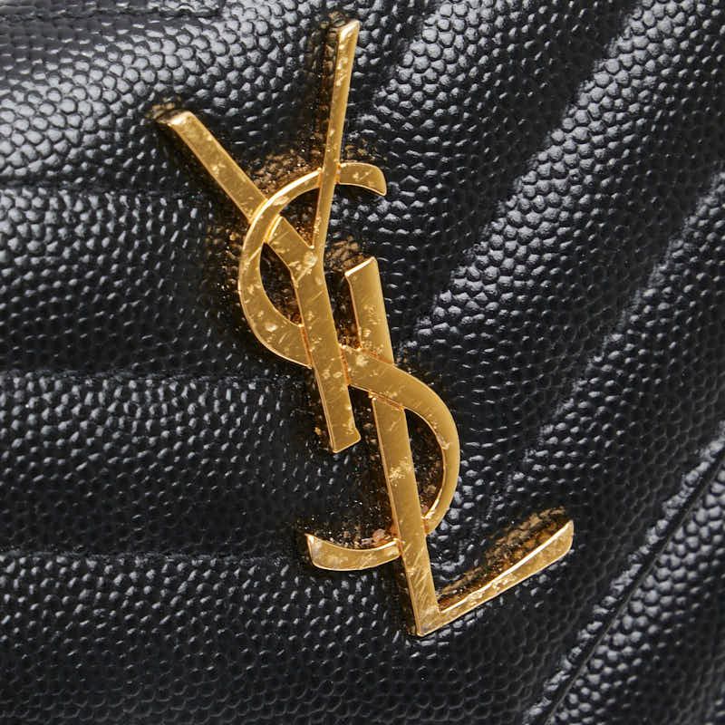 Saint Laurent YSL V Stitching 403943 Black Leather Women's Saint Laurent