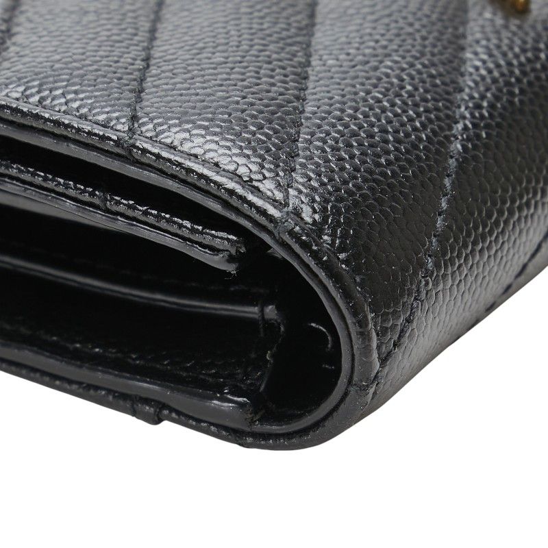 Saint Laurent YSL V Stitching 403943 Black Leather Women's Saint Laurent