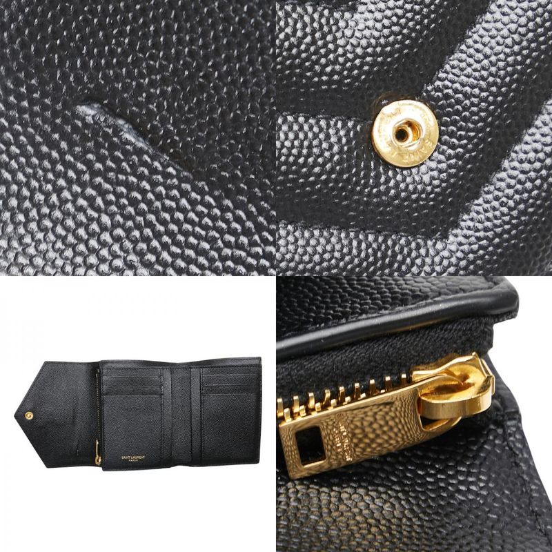 Saint Laurent YSL V Stitching 403943 Black Leather Women's Saint Laurent