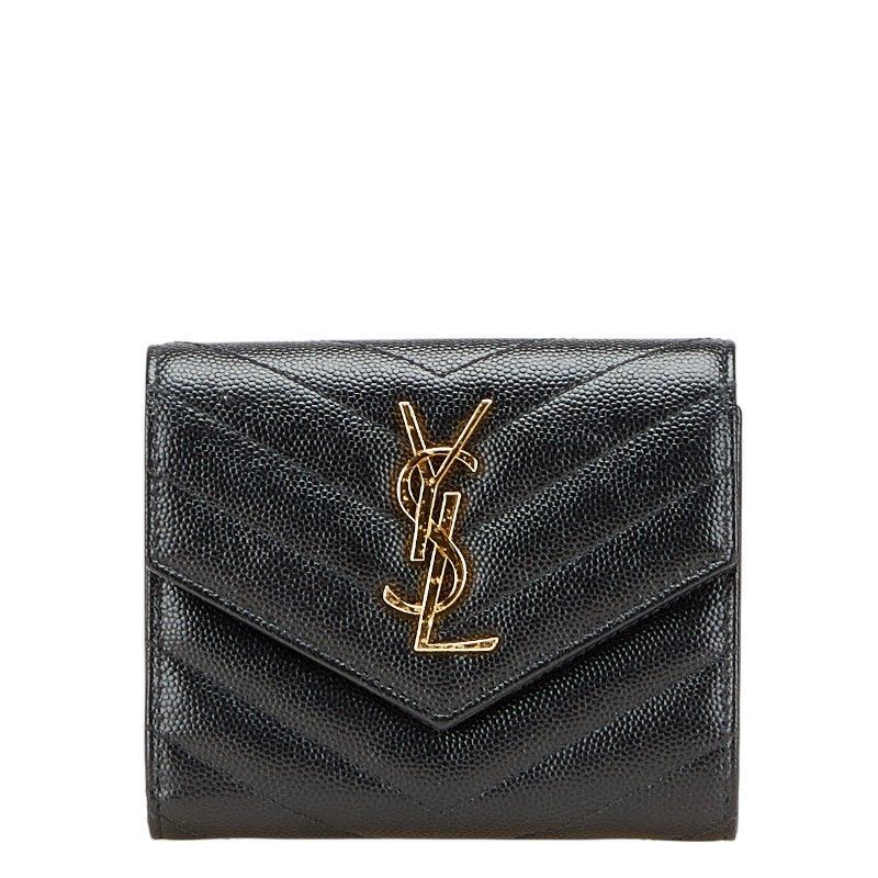 Saint Laurent YSL V Stitching 403943 Black Leather Women's Saint Laurent