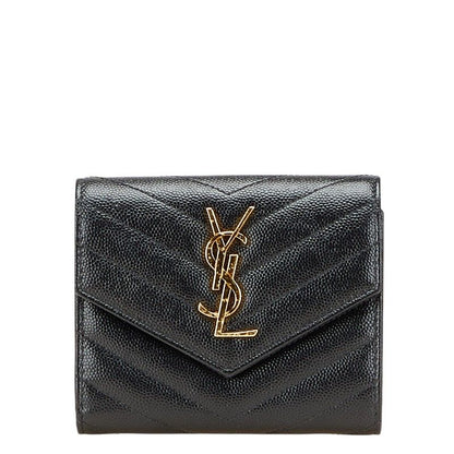 Saint Laurent YSL V Stitching 403943 Black Leather Women's Saint Laurent