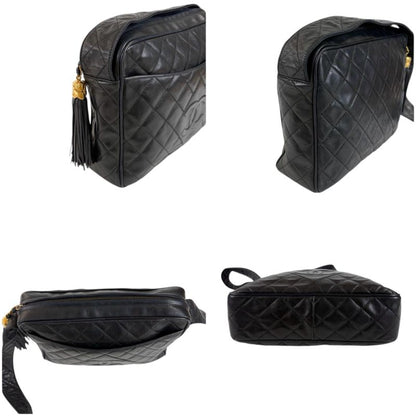 Chanel Matelasse Shoulder Bag with Tassel Charm Coco Mark Matelasse Black