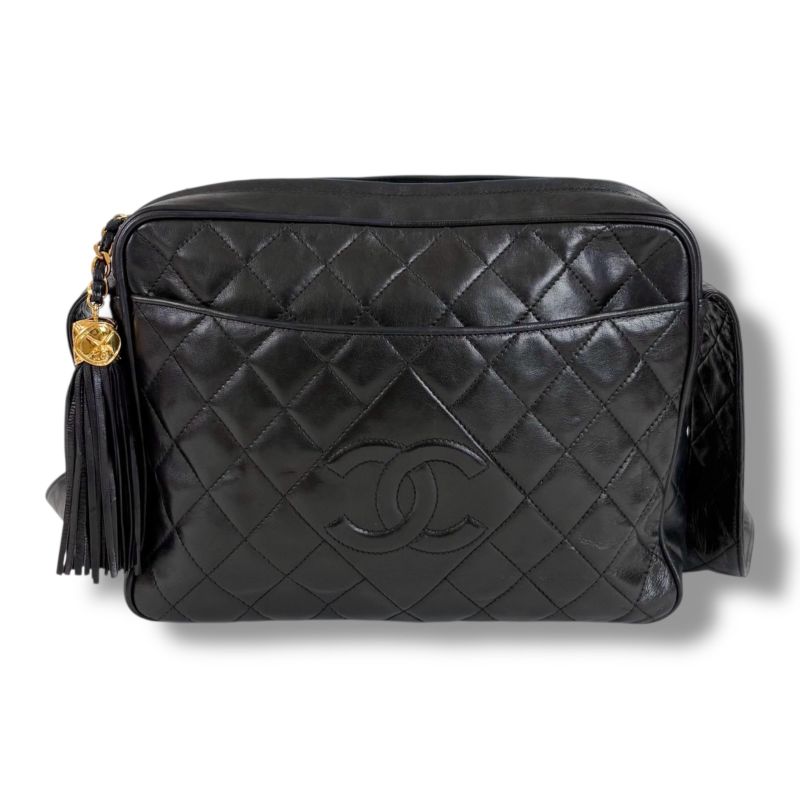 Chanel Matelasse Shoulder Bag with Tassel Charm Coco Mark Matelasse Black