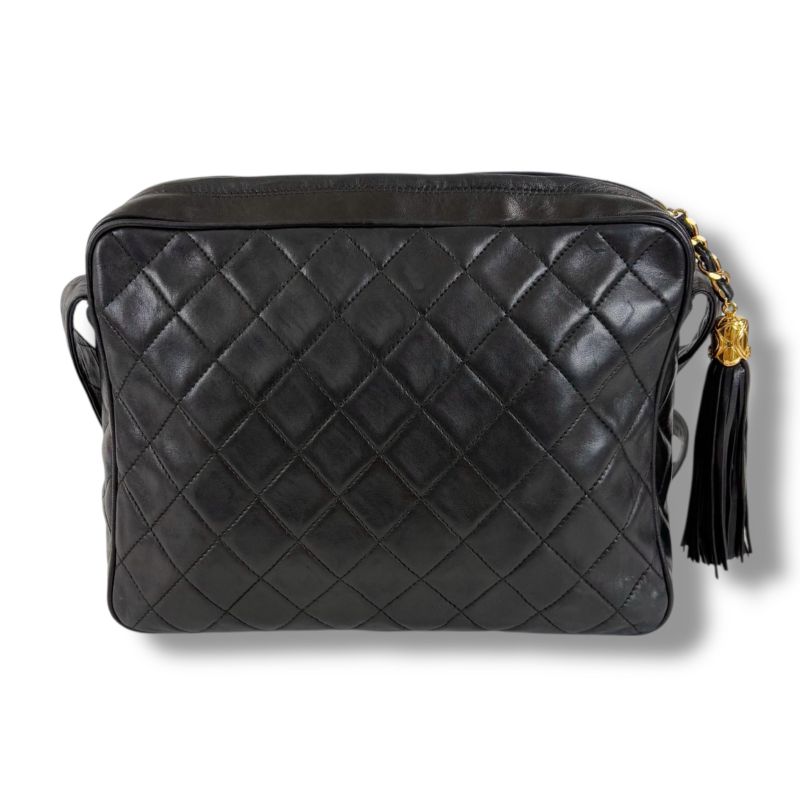 Chanel Matelasse Shoulder Bag with Tassel Charm Coco Mark Matelasse Black