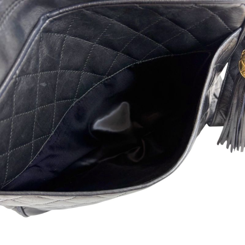 Chanel Matelasse Shoulder Bag with Tassel Charm Coco Mark Matelasse Black