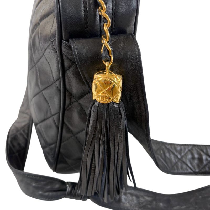 Chanel Matelasse Shoulder Bag with Tassel Charm Coco Mark Matelasse Black