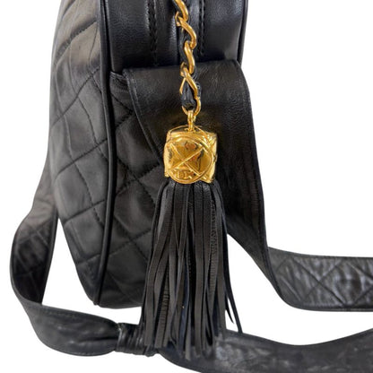 Chanel Matelasse Shoulder Bag with Tassel Charm Coco Mark Matelasse Black
