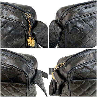 Chanel Matelasse Shoulder Bag with Tassel Charm Coco Mark Matelasse Black