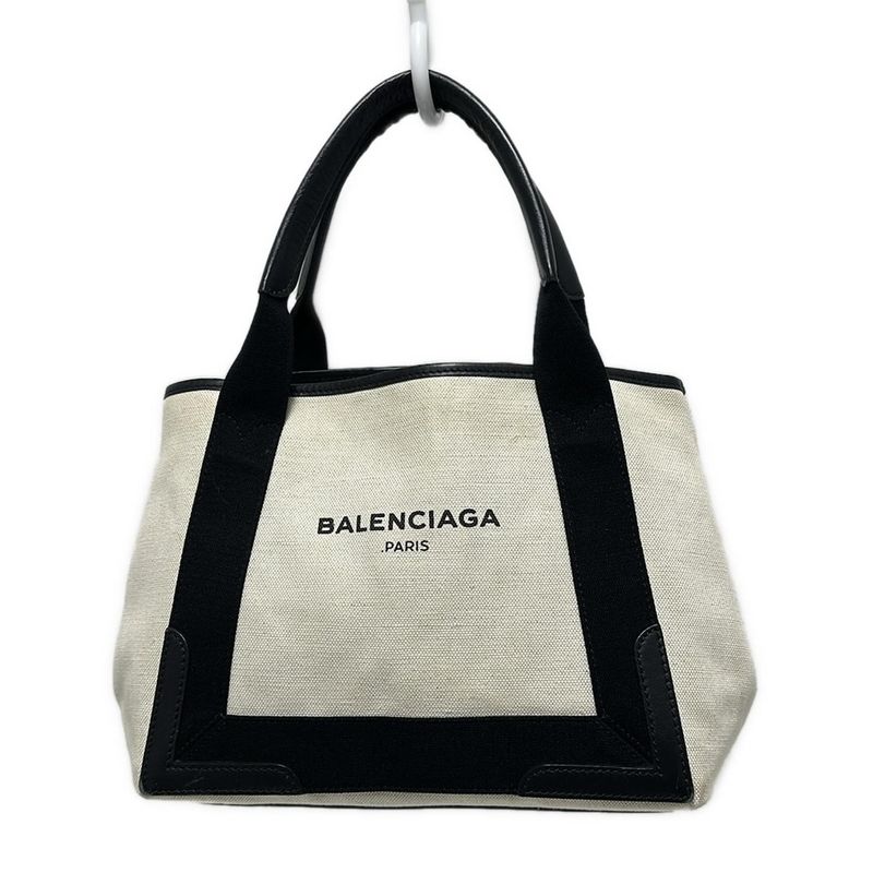 Balenciaga Tote Bag Navy Cabas S 339933 Ivory and Black Leather