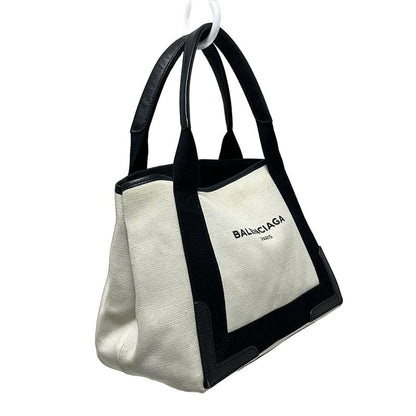 Balenciaga Tote Bag Navy Cabas S 339933 Ivory and Black Leather