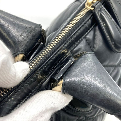 Dior Handbag Leather Black Gold Hardware Cannage Women's